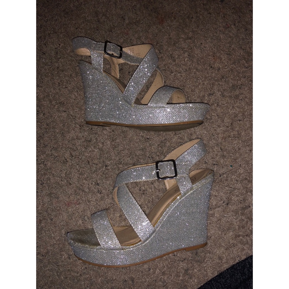 Silver Sparkly Wedges